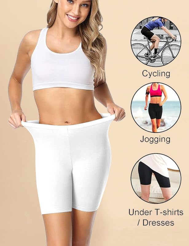 Image of TRENDMALLS Women's High Coverage Super Combed Cotton Elastane Stretch Mid Waist Shorties with Concealed Waistband Cycling Short