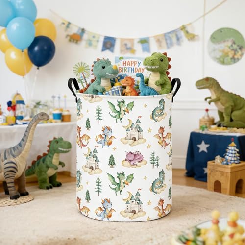 Image of Dragon Fabric Storage Bin Nursery Organizer Basket