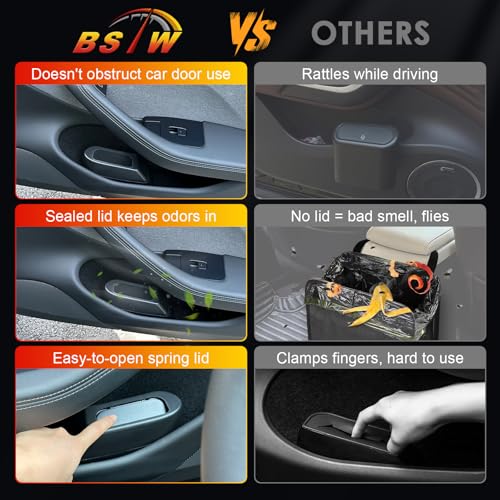 Image of for Tesla Model Y Trash Can Tesla Model 3 Trash Bin for 2018-2024 Tesla Small Car Trash Can for Side Door Model 3 Front Right Door Trash Garbage Bin w /Lid (Tesla Right Side)