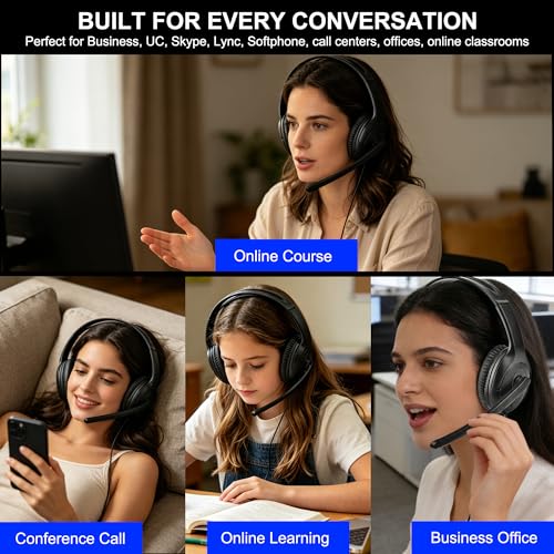 Image of Wired Gaming Headset with Mic for Xbox /PS5 /PS4 /Switch /PC /Laptop /Tablet /Phone, Over-Ear Headphones with USB-A /C & 3.5mm Jacks /330 Rotating Microphone /In-line Control for Home Office Business Work