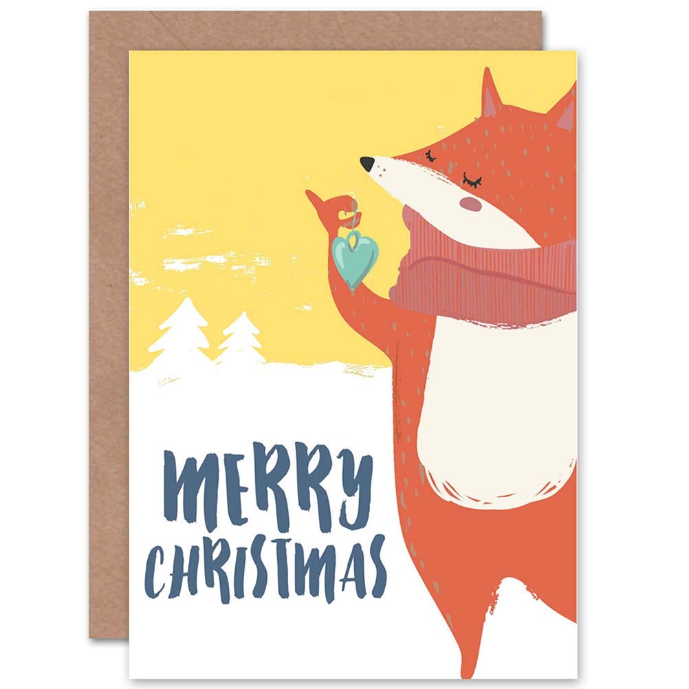Wee Blue Coo Christmas Xmas Merry Fox Bauble Sealed Greeting Card Plus Envelope Blank inside