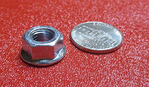 Metric Class 8.8 Zinc Plated Serrated Steel Flange Lock Nuts, M8 x 1.25 Thread x 13mm W x 8mm H, 100 Pcs