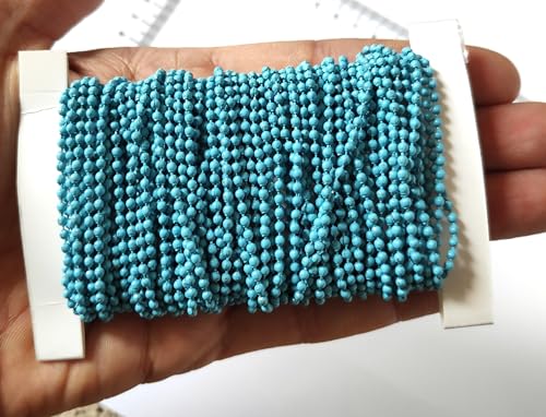 Image of GoSetGet! 12 mtr-LITE Blue-1.5mm Metal Ball Chain for LIPPAN Art, Rangoli, Jewelry Making, Crafts, Decorative, Long Lasting Finish (12 Mtr LiteBlue)