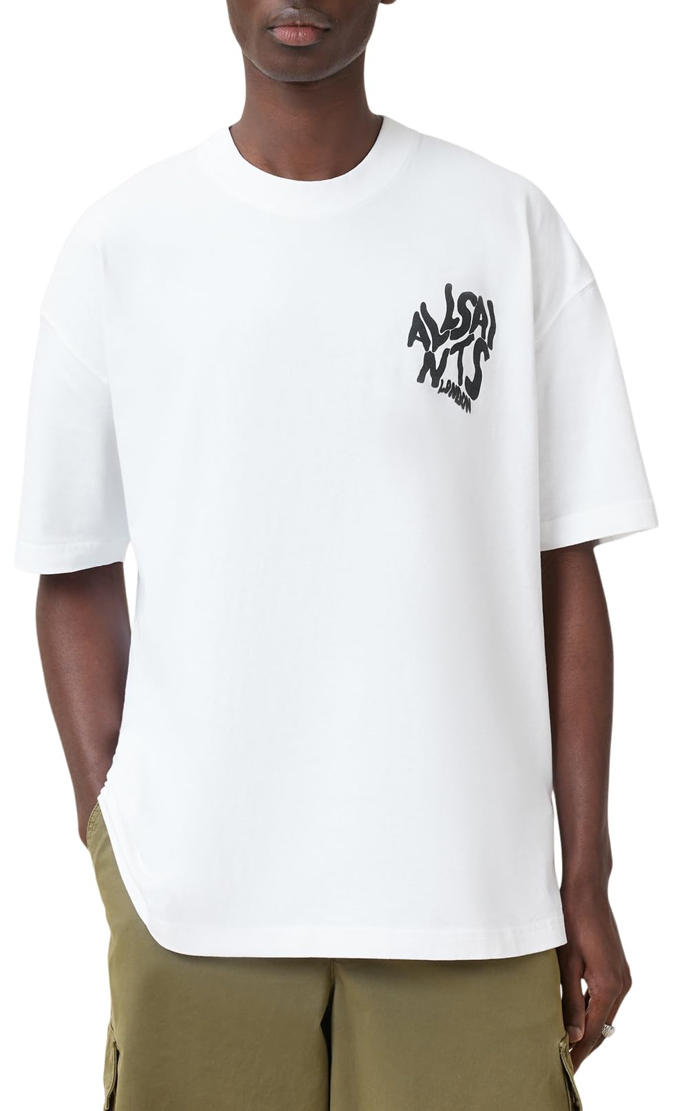 Allsaints Men's Orlando Ss Crew, Ashen White, XL