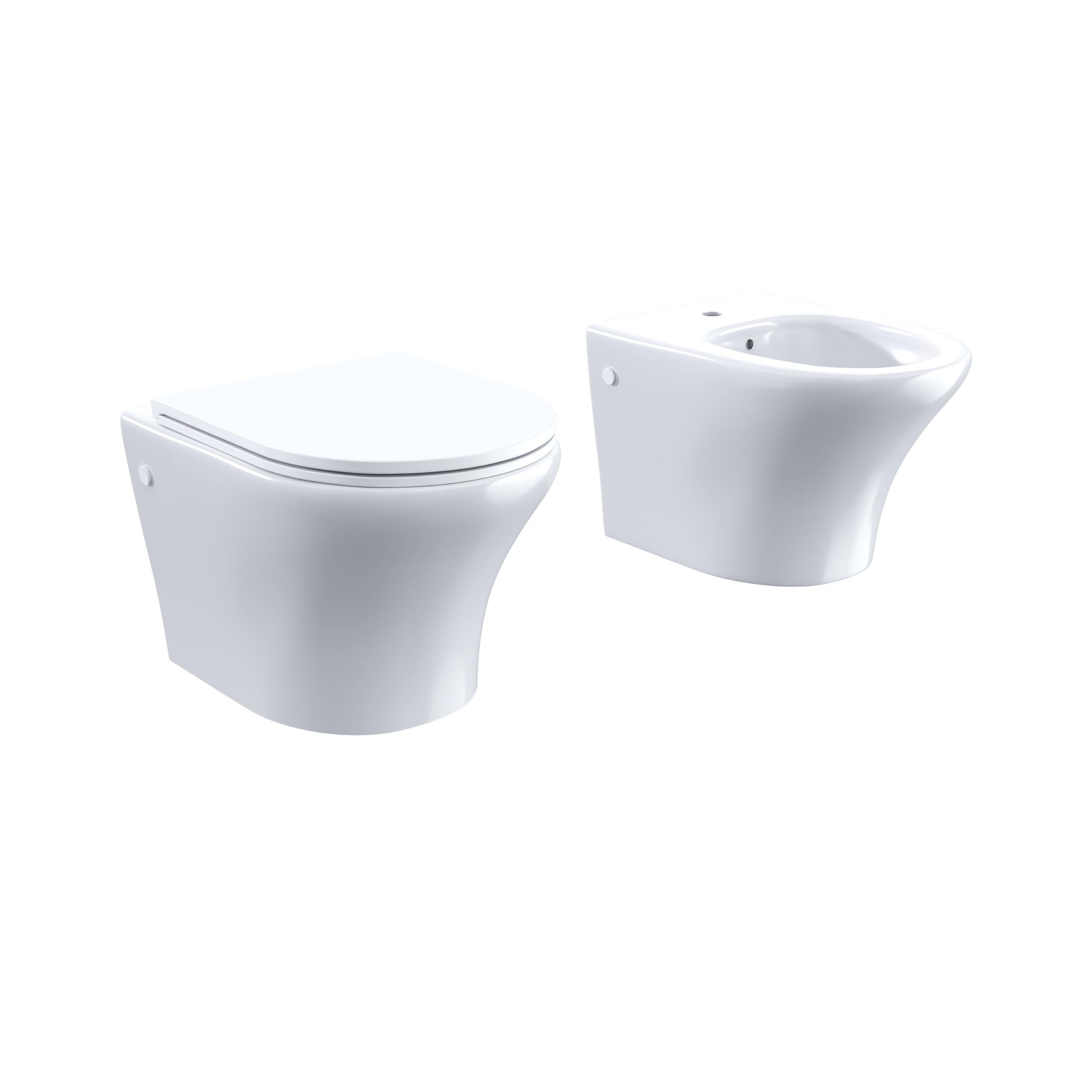 Sanitaria de cerámica suspendida maceta bidé Rimless blanco brillante asiento suave cierre cierre ralentizado Mod. Nassau