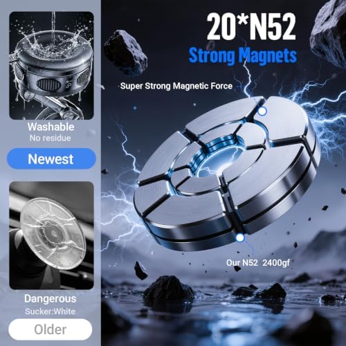 Magnetic Phone Holder for Car Dashboard Windshield Mount Strong Suction Cup - 3