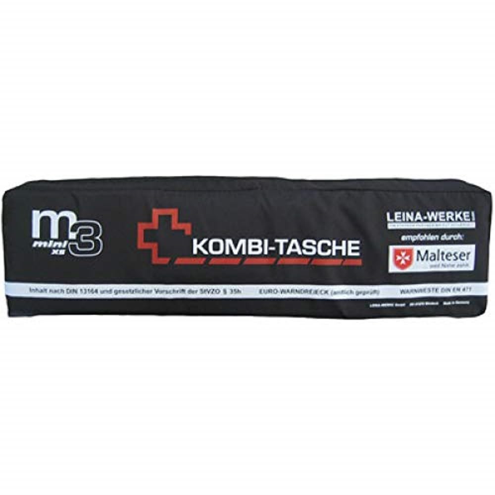 LEINA-WERKE REF 14042 Leina Kfz-Mini-Kombitasche M3 XS, Inhalt DIN 13164, Black/White-red Print
