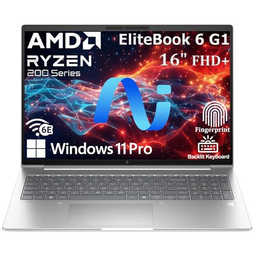 HP EliteBook 6 G1a AI PC | 16" Business Laptop | AMD Ryzen 5 220 | 32GB DDR5 RAM |1TB SSD | WUXGA Anti-Glare Display | Fingerprint Reader | Thunderbolt 4 | Windows 11 Pro | Backlit Keyboard