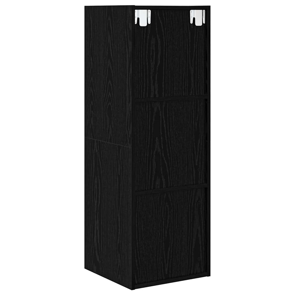 TV-Schrank Schwarz Eichen-Optik, 37x37x107 cm Holzwerkstoff, Wandmontiertes Design, Modernes Media Center für Wohnzimmer, Schlafzimmer, Flur
