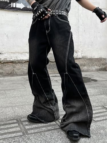Men‘s Irregular Sutures Flared Jeans Bell Bottom Jeans Disco Pants 60s 70s Retro Trousers2