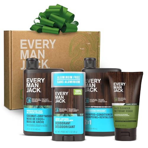 Every Man Jack Men's Bath and Body Gift Set - Coconut + Driftwood Scent - Clean...