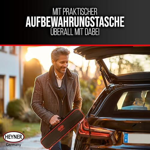 HEYNER® Scherenwagenheber 0,8t Wagenheber inkl. Tasche I 17mm Ratsche I Kurbel und Gummiauflage I...