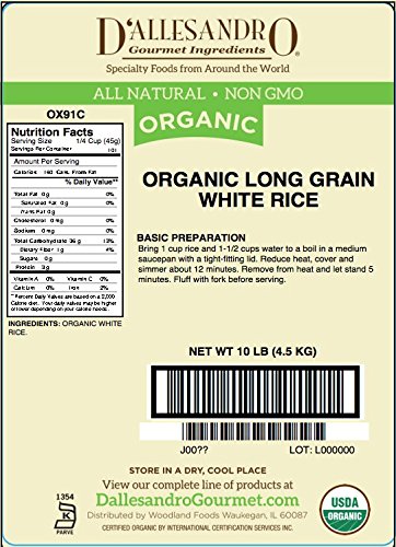 Organic Long Grain White Rice, 10 Lb Bag