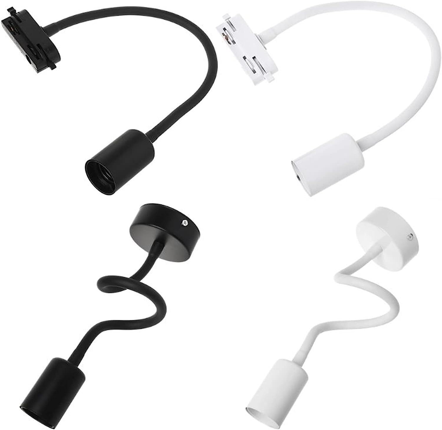 Douille de Remplacement en Plastique pour Lampe, Douille E27 avec Flexible réglable for Plafond et Rail, Noir et Blanc, 20-60 cm(Wit,60cm)