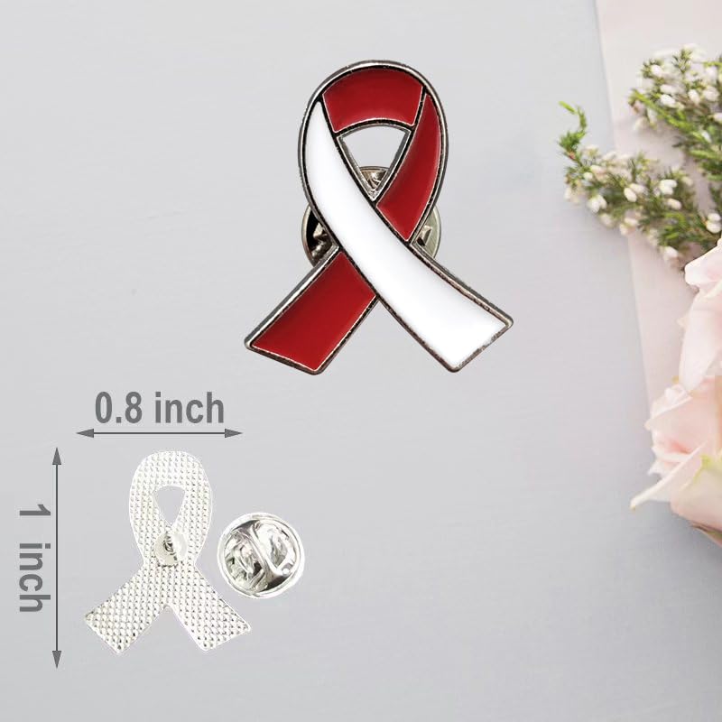 Burgundy and White Ribbon Pins Oral Head and Neck Cancer Prevention Awareness Lapel Brooches2