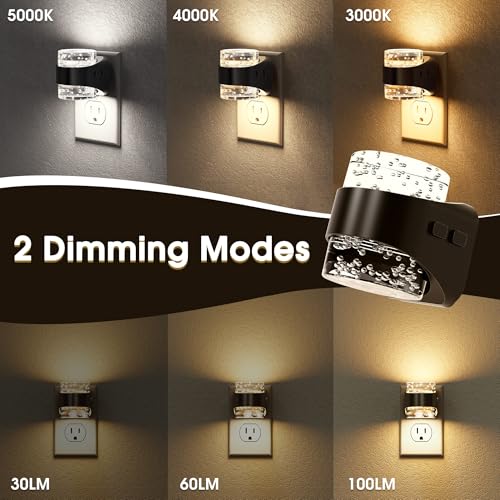 Image of Briignite LED Night Light Plug into Wall[4 Pack] Dimmable Night Light with Bubble Design 3000K /4000K /5000K & 3 Brightness Levels for Baby Nursery, Hallway, Bathroom, Kids Room, 3CCT