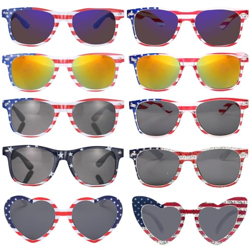 Image of 12 Pack American Flag Sunglasses Bulk for Adult Classic Patriot 4th of July Glasses UV400 Protection