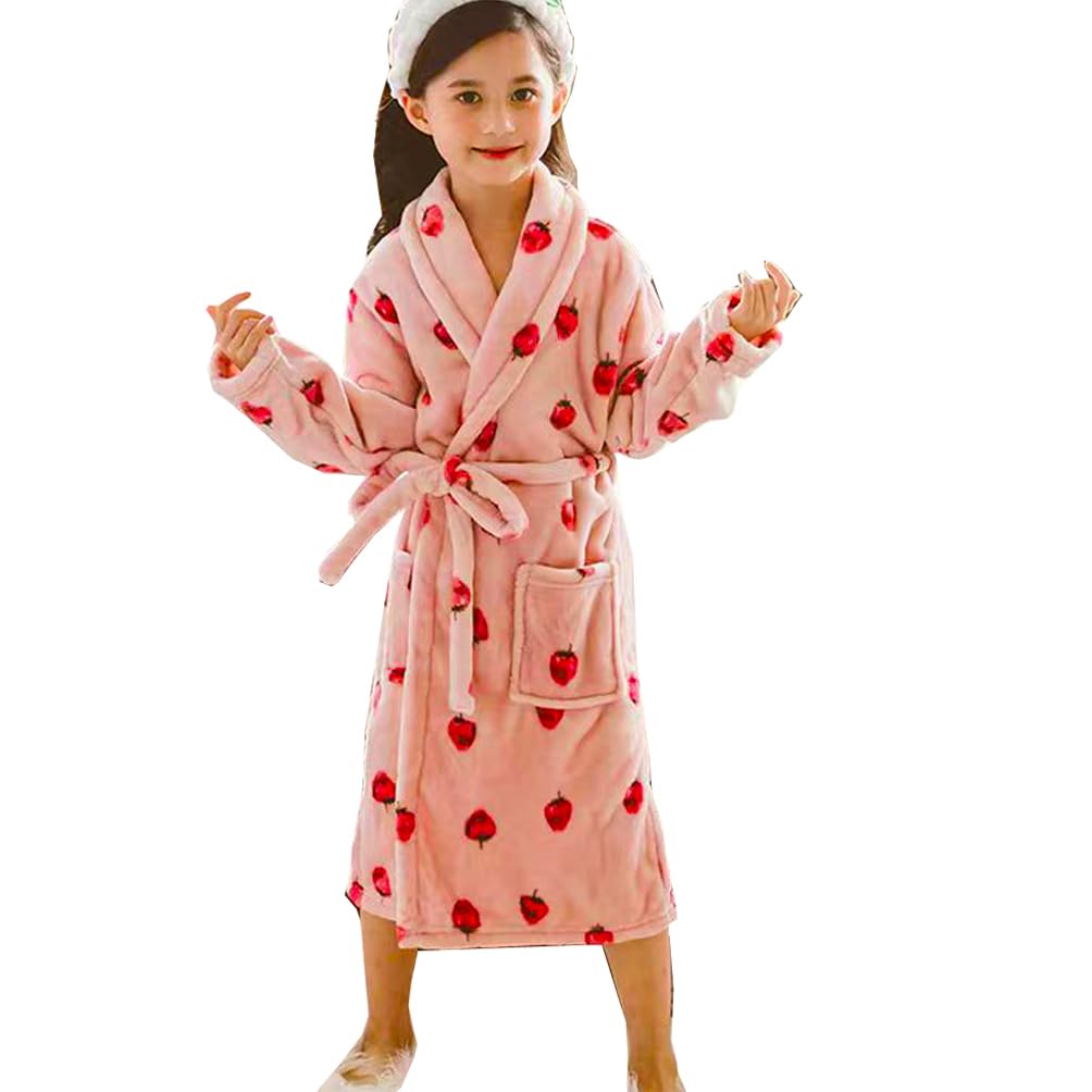 DNggAND Boys Girls Bathrobes,Toddler Boy Girl Robes,Children's Plush Soft Coral Fleece Hooded Pajamas Sleepwear for Kids