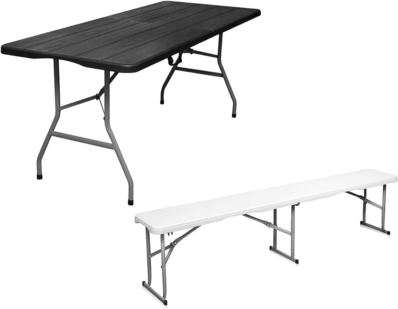 Byliable 6FT Black Folding Table 1 Pack and 6FT Folding