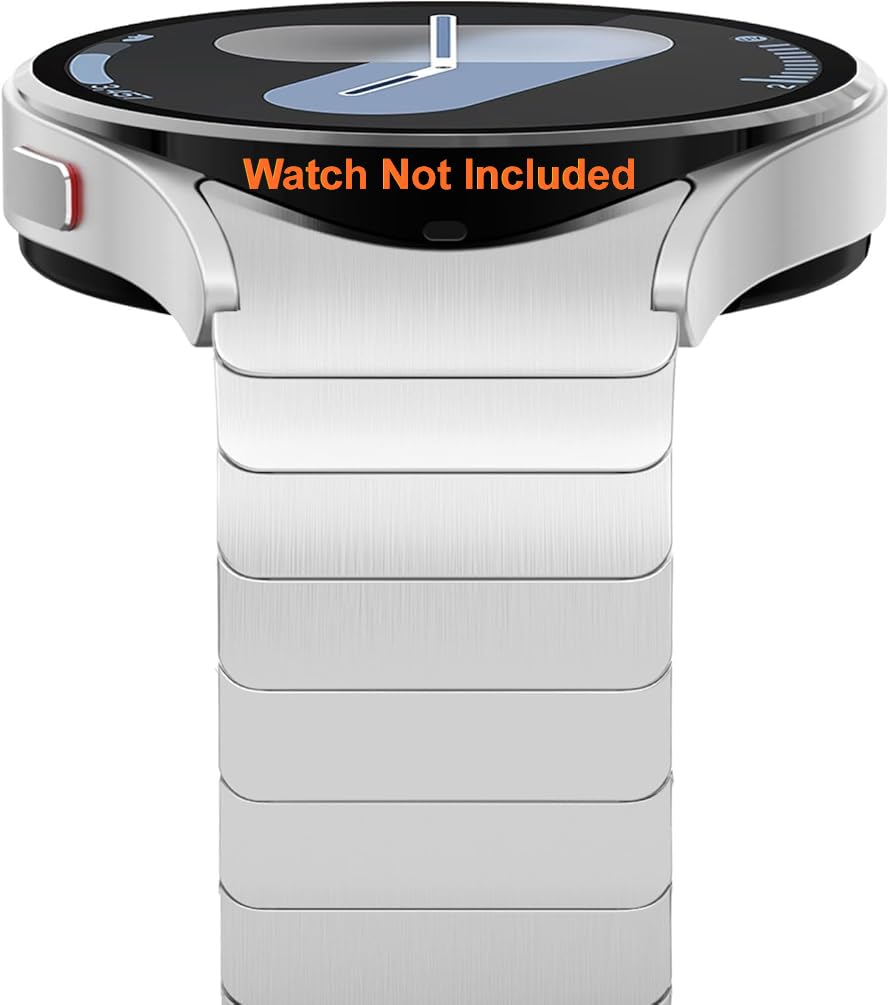 Band Compatible With Samsung Galaxy Watch 7 44mm / 40mm, Watch FE 40mm, Stainless Steel Classy Elegant No Gap Strap