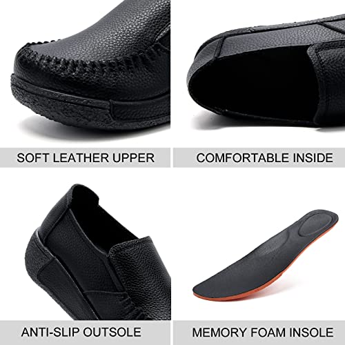 Image of UZB Women's Slip On Loafer Leather Comfort Casual Platform Shoes