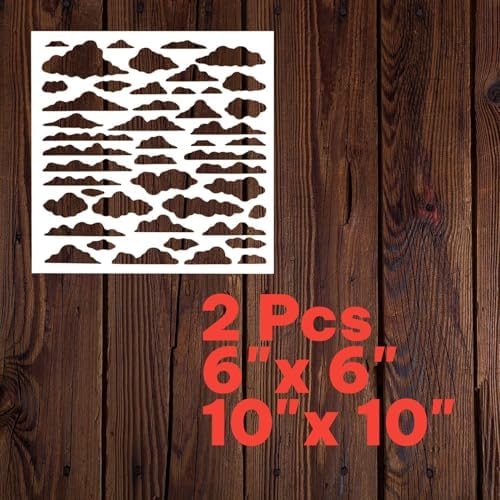 Clouds Stencil for Painting – Fluffy Cloud Pattern Stencil for DIY Crafts, Wall Art, Wood, Fabric, and Sky Decor image 5