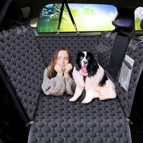 Funda de asiento para perro para asiento trasero como hamaca para perro, impermeable, antiarañazos, respetuoso con el medio ambiente, fácil de limpiar, extensor de asiento de coche con soporte máximo