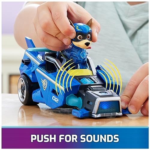 Image of Paw Patrol: The Mighty Movie, Toy Car with Chase Mighty Pups Action Figure, Lights and Sounds, Kids Toys for Boys & Girls 3+