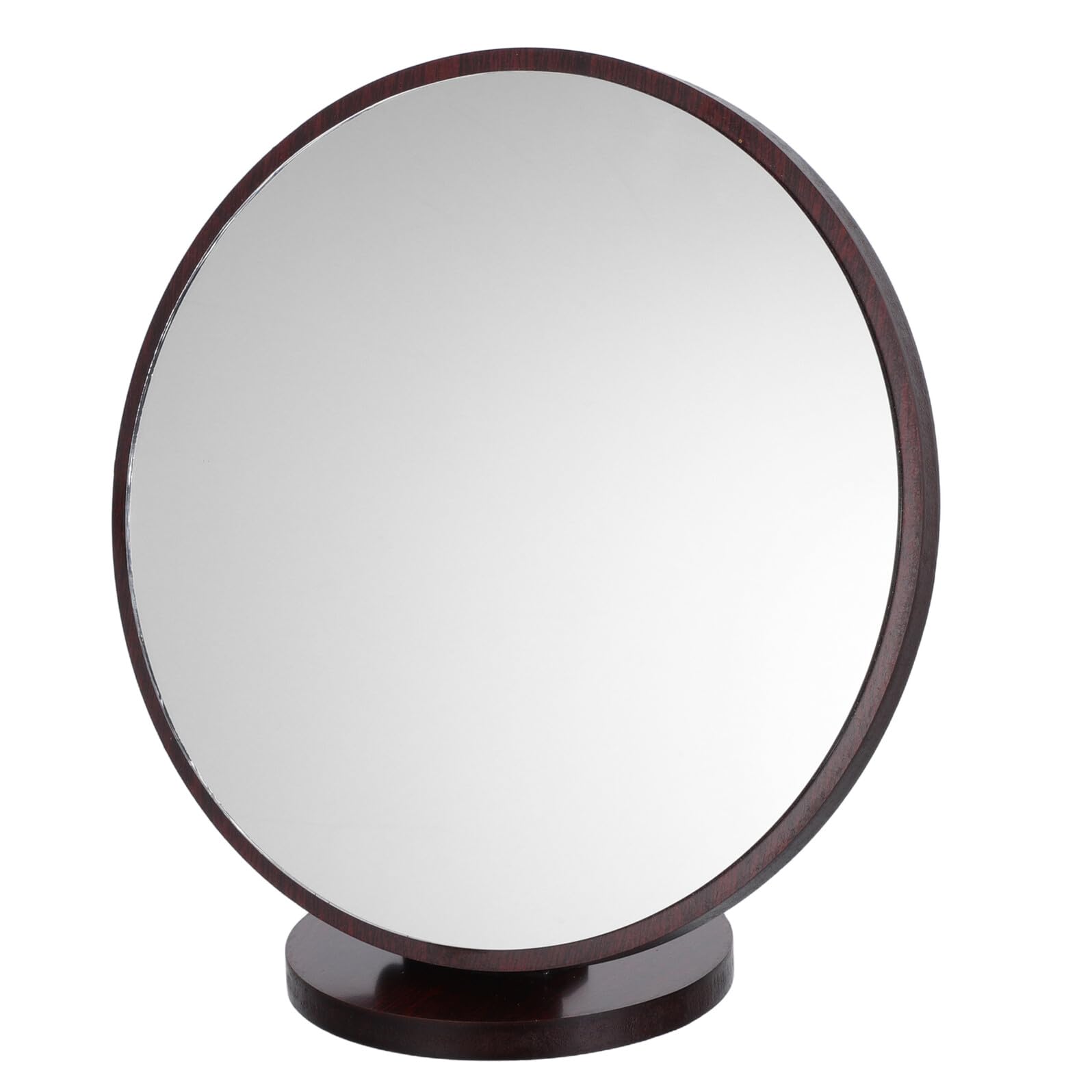 Miroir de Maquillage Rond 20 Cm Zerodeko en Bois de Noyer pour Coiffeuse