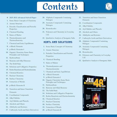 Image of PW 48 Years JEE Advanced Chemistry Chapterwise & Topicwise Solved Papers (1978-2025) | PYQ with Detailed Solutions | Previous Year Questions for IIT JEE Advanced Exam [Paperback] PW