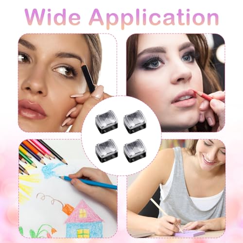 Image of Makeup Pencil Sharpener, 4 Pack Dual Hole Cosmetic Pencil Sharpener for Lip Liner Eyeliner and Brow Pencils, Cosmetic Manual Tools for Women and Makeup Artists,Stainless Steel Blades and Plastic Cover