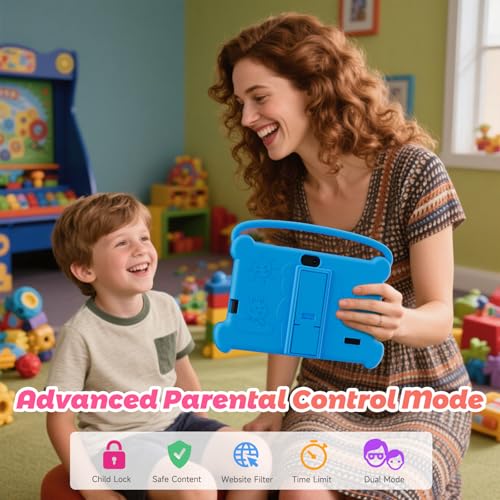 Image of DIGITHINK Kids Tablet 7 inch 3-9 with Protective Case, 4GB RAM 32GB ROM, Toddler Tablets, Andriod Educational Learning Device,Prarent Control, Netflix,YouTube,aiwawa apps (Blue)