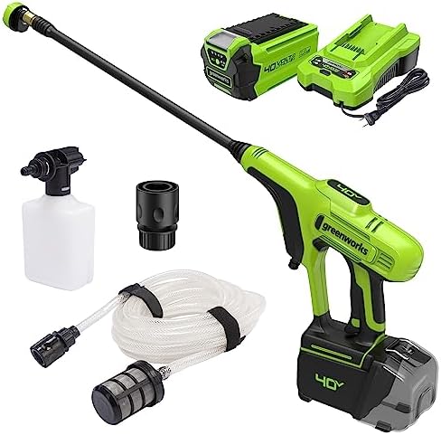 Greenworks 40V (600 PSI 0.8 GPM) Power Cleaner, 2Ah USB Battery a...