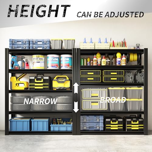 72" H Garage Shelving 2500 LBS Heavy Duty Storage Shelves, Adjustable 5 Tier Metal Shelving Unit, Metal Racks for Storage, Utility Shelves for Workshop, Basement, Home Office 72" H*35.4"W*15.7"D - Image 6
