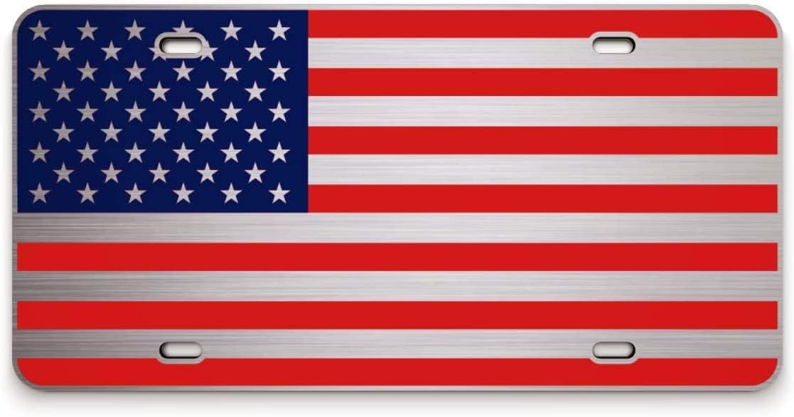 Jass Graphix – Placa de bandera norteamericana para auto, color negro mate con 18 de pulgada de aluminio negro compuesto, resistente, táctica,