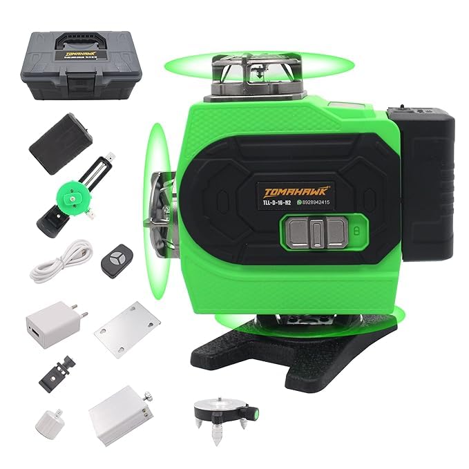 TOMAHAWK® TLL-D-16-N2 Laser Level |16 Lines Green Laser Level Pro- 25m, 4x360° 4D Green Cross Line Professional Laser for Construction with Two 360° Vertical/Horizontal Laser-image-23