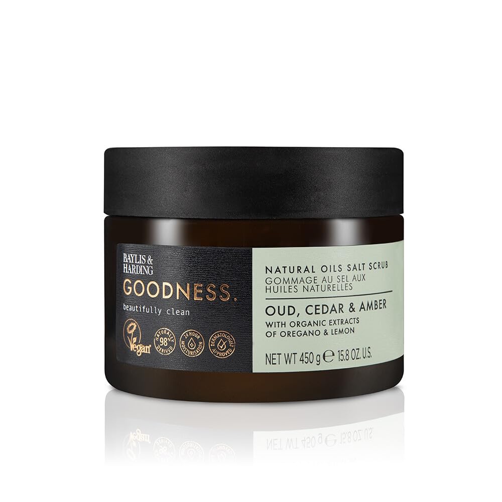 Baylis & Harding Goodness Oud, Cedar & Amber Natural Oils Salt Scrub 450g