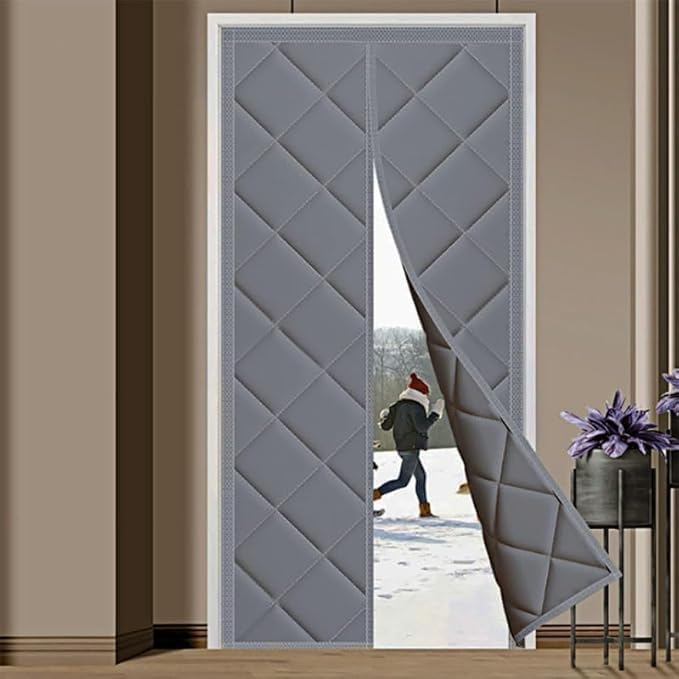 Coolnice Magnetic Noren Thermal Insulated Door Curtain Gray 35.4x78.7in