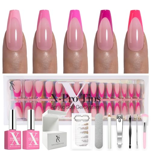 SXC Cosmetics French Tip Press On Nails – 5 Pink