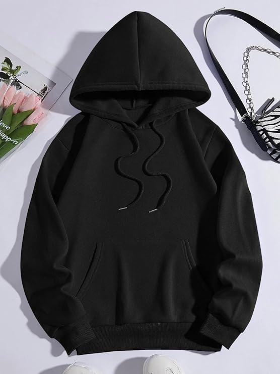 RRAVAYKI Men's Fleece Hooded Hoodie Black (Large) 1