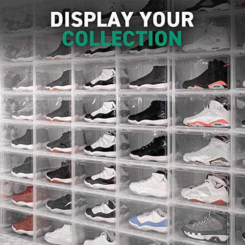 Ollie Xl Shoe Storage Boxes – Foldable And Stackable Shoe Storage Organizer For Closet – Clear Hard Plastic Big Shoe Storage Box For Up To Size 13 – Acrylic Shoe Box Storage Containers For Jordan, Sneakers, Boots (Clear, 3-Pack) #TOP1