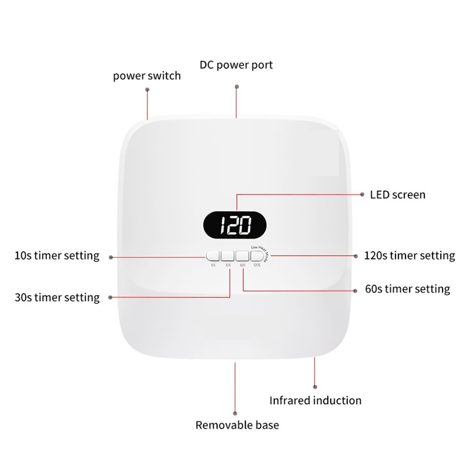 Lámpara UV para uñas, Secador de uñas profesional UV LED recargable 48 W con 4 temporizadores y sensor automático secado rápido
