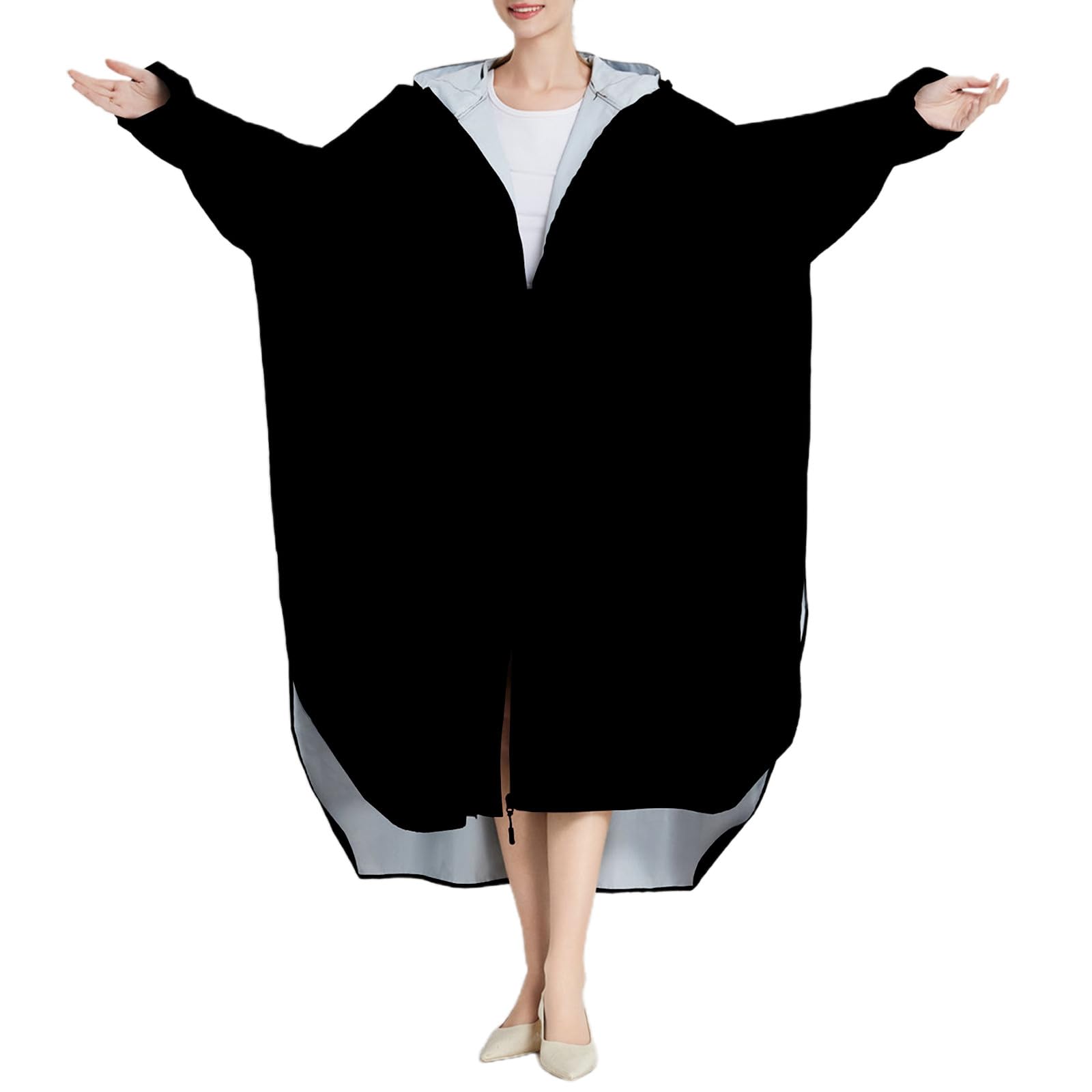 Generisch Poncho de lluvia para adultos, unisex, largo, con capucha, material de moda, para ciclismo, senderismo, viajes