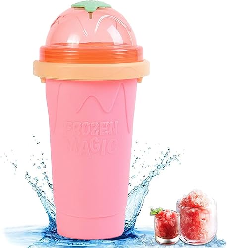 Slushie Maker Cup Squeeze Slushy - Tazas mágicas de batidos congelados rápidos, doble capa de sílice frappes Cup - Enfriador de verano, batido de