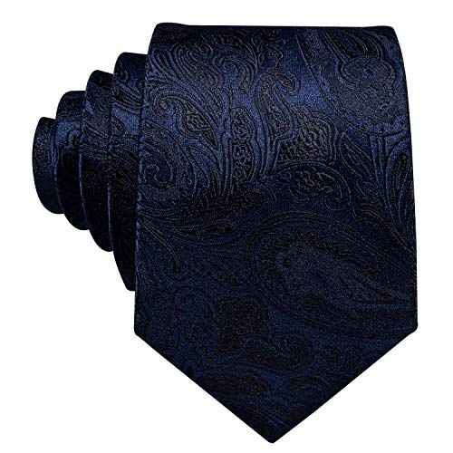 Image of Barry.Wang Paisley Tie Fashion Set Hanky Cufflinks Neckties for Men Woven Silk