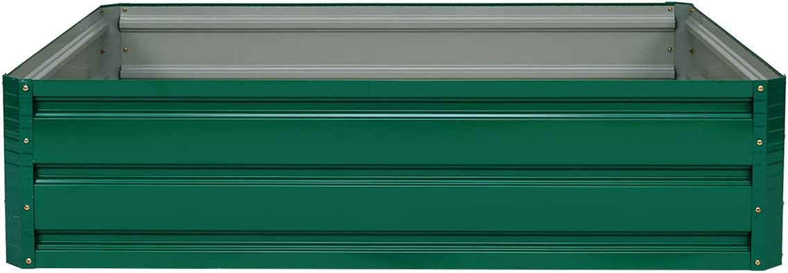 Giantex Patio Raised Garden Bed Vegetable Flower Planter Metal Plant Box Dark Green (47" Lx35.5 Wx12.0 H)