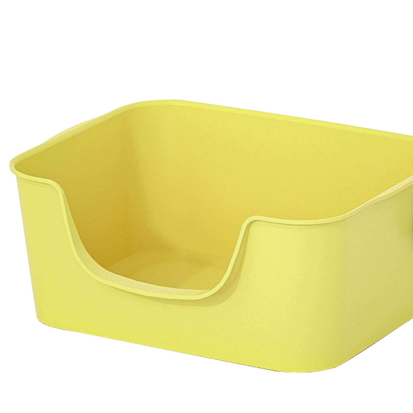 Kuweta dla kota, Otwarta górna kuweta dla zwierząt kota artykuły kotów domowych solidna umywalka z wysokim bocznym nocnikiem kociąt(Yellow)