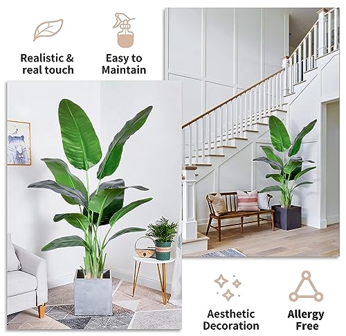 Image of HAIHONG 2Packs 5FT Artificial Bird of Paradise Plant,Faux Palm Tree Potted Plant with Real Touch Leaves,Fake Trees for Home Living Room Office Indoor Outdoor Decor(5 FT-2Packs)