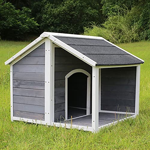 Roadwi wooden medium large puppy dog house outdoor weat…