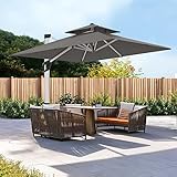 ABCCANOPY 10ft Patio Umbrella - Large Windproof Cantilever Umbrella with 360-degree Rotation, Fade-Resistant Outdoor Offset Square Umbrella for Backyard Garden Deck Pool, Dark Gray